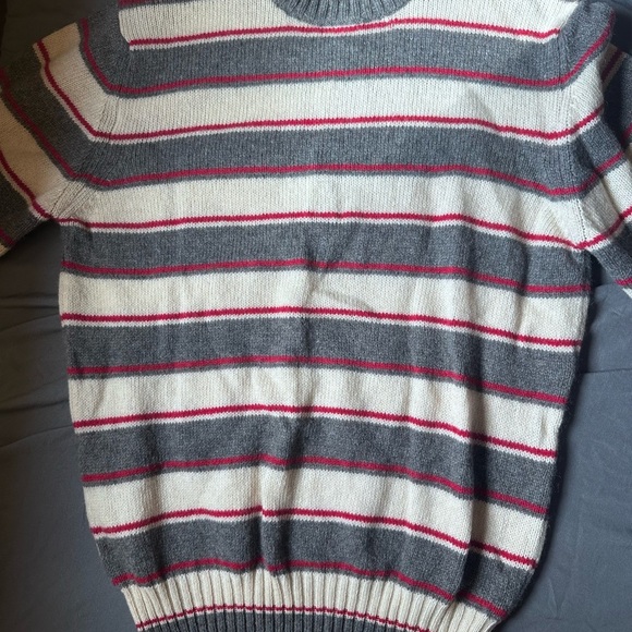 Woolrich Gray and Red Crewneck Sweater with Stripes Made In Italy Size Large - Picture 5 of 8